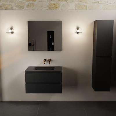 Mondiaz AIVY Ensemble de meuble - 80x45x50cm - 0 trous de robinet - 1 vasque Urban Solid surface - Centre - 2 tiroirs - avec miroir - MDF Urban
