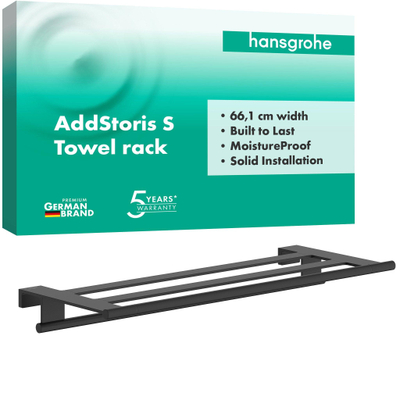 Hansgrohe AddStoris S handdoekrek met handdoekhouder mat zwart