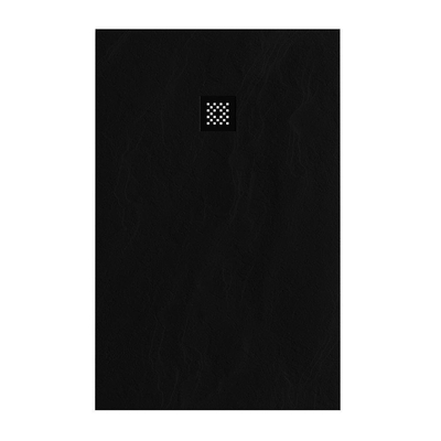 BRAUER Relievo Crag Douchebak - 90x140cm - antislip - antibacterieel - mineraalmarmer - mat zwart