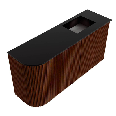 Mondiaz JOYA 81.6cm meuble de toilette - arrondi gauche couleur Ruby - Vasque FAYE position Droite Sans trou de robinet couleur Urban.