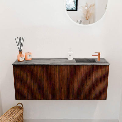 Mondiaz JOYA-DLUX 100cm toiletmeubel - kleur Ruby - Wastafel FAYE positie Rechts 1 kraangat kleur Sombra.