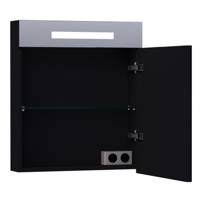 BRAUER Promise spiegelkast – 59x70x15 cm – directe LED – rechtsdraaiend – Zwart mat