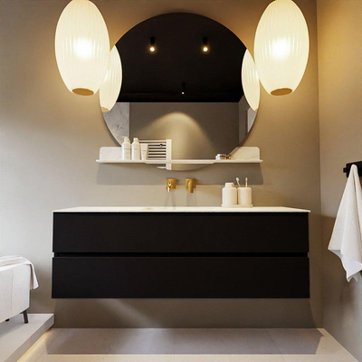 Mondiaz VICA-DLUX ensemble de meuble de salle de bain - 150cm - meuble sous-vasque urban - 2 tiroirs - lavabo encastré cloud milieu - sans trous de robinet - version haute de 60cm - opalo