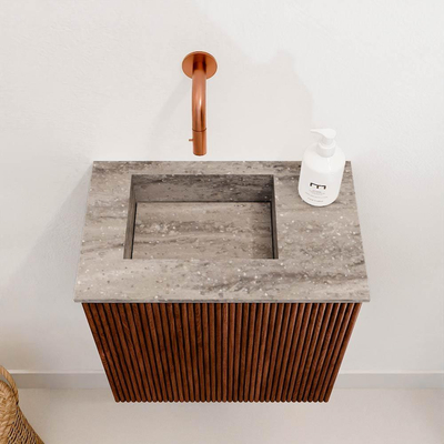 Mondiaz JOYA-DLUX 40cm toiletmeubel - kleur Ruby - Wastafel FAYE positie Links Zonder kraangat kleur Oza.