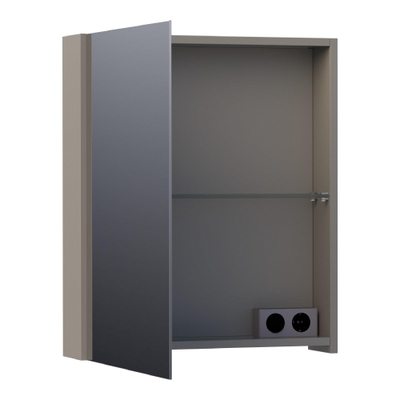 BRAUER Impress armoire de toilette - 60x70x15cm - sans éclairage - avec 1 porte miroir double face à gauche - taupe mat