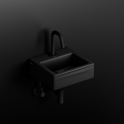 Clou Flush 1 fontein 28x27cm kraangat Keramiek Zwart mat