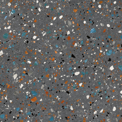 SAMPLE Prissmacer Cerámica Gobi Nero Carrelage de sol et mur rectifié Terrazzo Mat Anthracite