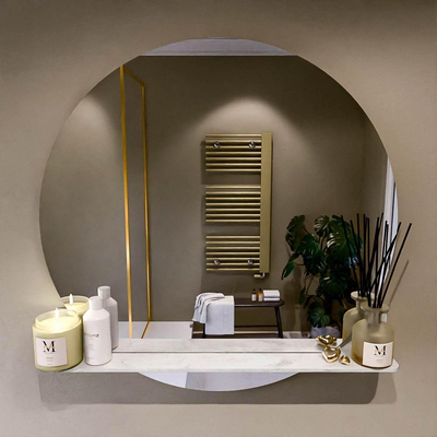 Mondiaz SPOT miroir – Ø 90 cm – avec tablette – Opalo (marbre blanc)