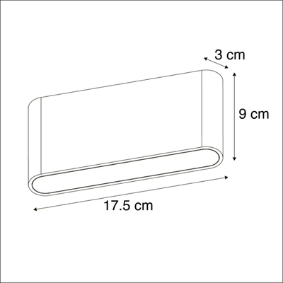 QAZQA Batt wandlamp - 17.5x9x3cm - incl. LED - IP65 - mat zwart