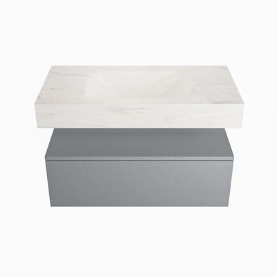 MONDIAZ ALAN - DLUX Badkamermeubelset - 90cm - onderkast - Plata - 1 lade - vrijhangende wastafel - wasbak midden - 1 kraangat - Ostra