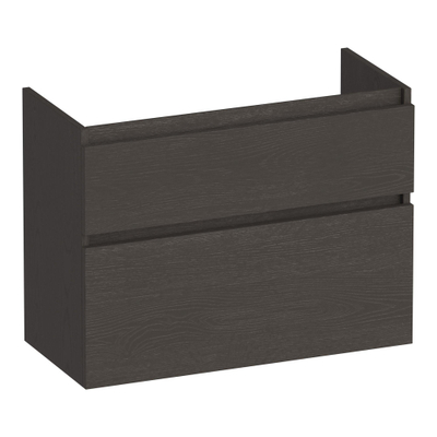 BRAUER Delight meuble sous lavabo peu profond - 80x39x60cm - 2 tiroirs softclose - sans poignée - 1 découpe pour le siphon - Bois Anthracite