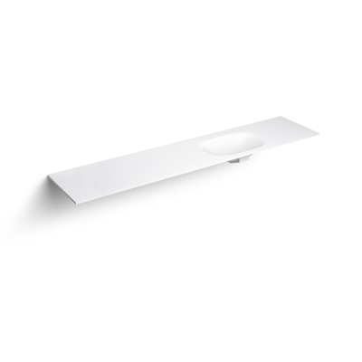 Clou Hammock plan vasque 220x50,3cm cuve simple à droite Aluite Blanc mat
