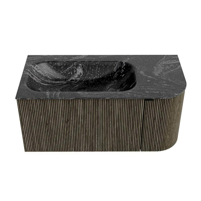 Mondiaz KURVE-DLUX Badkamermeubelset - 95x46x40cm - 1 lade - 1 deur - wastafel solid surface - links - zonder kraangat - Shadow