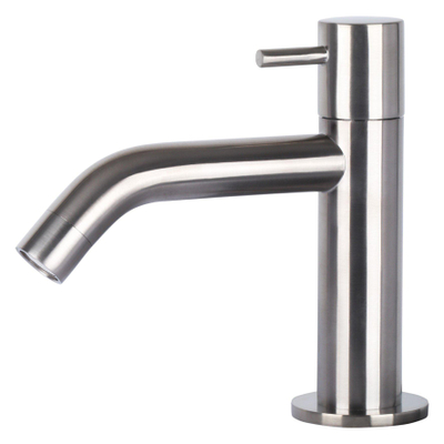 Differnz Force kit lave-mains - 40x22x8cm - Rectangulaire - 1 trou de robinet - Robinet courbé en chrome mat - avec cadre noir - Gris béton