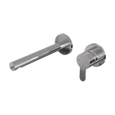 BRAUER Chrome Edition Wastafelmengkraan inbouw - rechte uitloop links - hendel plat smal - inclusief inbouwdeel - model D 1 - chroom