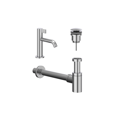 IVY Pact Fonteinset - opbouw - laag - always open plug - Chroom
