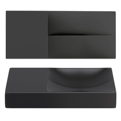 Clou Vale céramique lave-mains 45x19x7cm pré-percé trou de robinet à gauche Noir mat