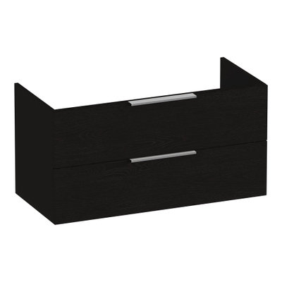 BRAUER Elevate meuble sous-lavabo 100 sans poignées à poser 2 tiroirs softclose et 1 découpe pour siphon - Timber Black