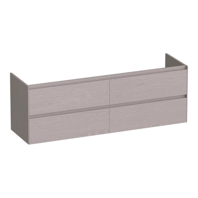 BRAUER Inspire ensemble meuble de salle de bains - 160x55x45.5cm - lavabo blanc mat - 4 tiroirs à fermeture douce - sans poignées - 2 découpes pour siphon - Timber Greige