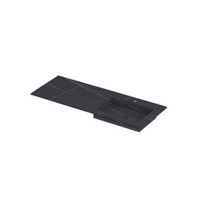 INK Post wastafel - 120x45x1cm - 1 wasbak rechts - 1 kraangat - keramiek Lauren black mat