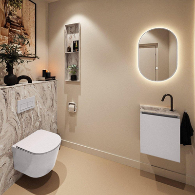 MONDIAZ TURE-DLUX 40cm toiletmeubel Cale. EDEN wastafel Glace positie links. Met 1 kraangat.