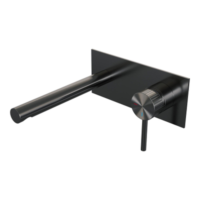 Brauer Stripe wastafelkraan - model A1 - rechte uitloop - met afdekplaat - PVD - gunmetal
