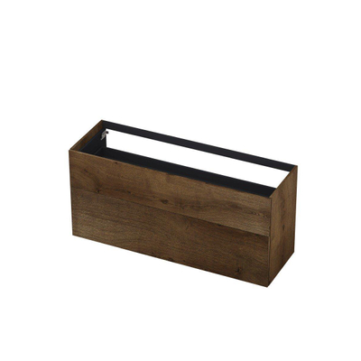INK Wastafelonderkast - 140x45x65cm - 2 lades - push to open - met rechte opdekfronten - MDF - Chocolate