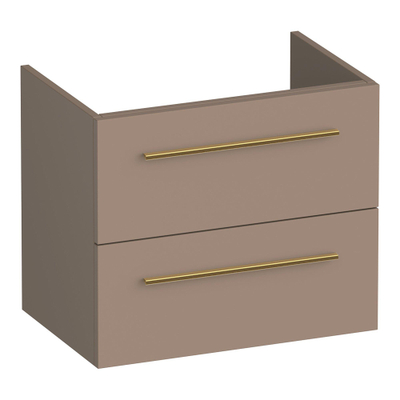 BRAUER Trust meuble sous-lavabo peu profond 60 sans poignées rapportées 2 tiroirs à fermeture douce et 1 découpe pour siphon - moka mat