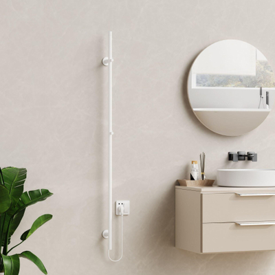 Belrad Rod staafhanddoekdroger - 150x6,3x12,7 cm - elektrisch - enkel - 60w - 2,5cm - glanzend wit