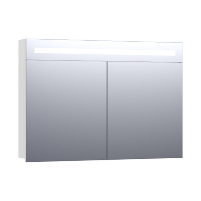 BRAUER Promise armoire de toilette - 100x70x15cm - avec éclairage direct - 2 portes de miroir simples - blanc brillant