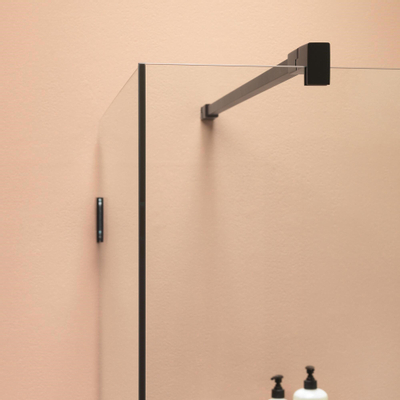 Sealskin I AM Paroi de douche walk-in type A3 (séparateur), 880 mm, noir mat, verre de sécurité clair 8 mm + anticalcaire.