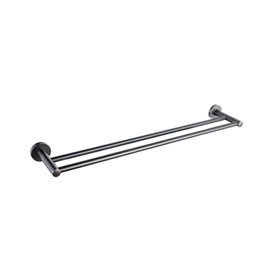 Fortifura Calvi Handdoekhouder - dubbel - rond - PVD - geborsteld gunmetal (antraciet)