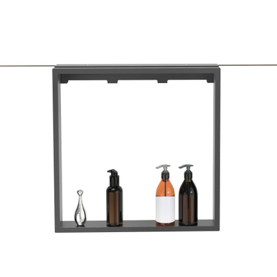Fortifura Galeria schap met 4 haken - voor douchewand - 50x50x6.5cm - gunmetal SHOWROOMMODEL