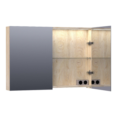 BRAUER Dual Spiegelkast - 100x70x15cm - 2 links- rechtsdraaiende spiegeldeur - MFC - sahara