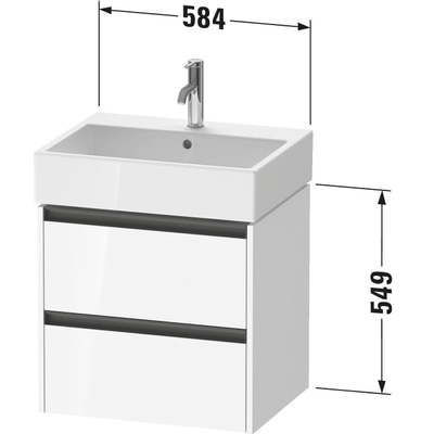 Duravit Ketho 2 wastafelonderbouwkast - 2 laden - 58.4x46x54.9cm - grepen antraciet - betongrijs mat