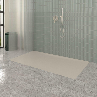Villeroy & Boch Ecora douchebak - 160x90x3.5cm - afvoer lange zijde - almond (beige)