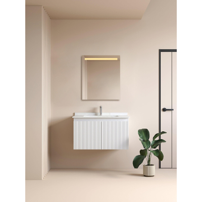 Adema Squared 2.0 badkamerspiegel - 60x70cm - incl. bovenverlichting - LED - sensor schakelaar
