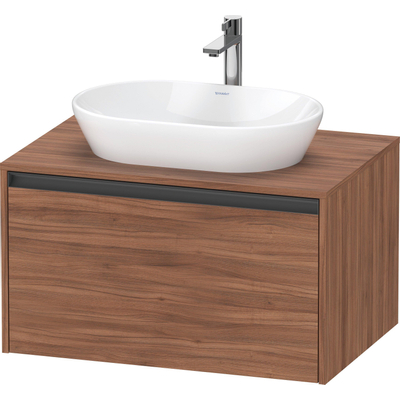 Duravit Ketho.2 Wastafelonderbouwkast - inclusief consoleplaat - met 1 lade - 80x55x45.9cm - met handgreep antraciet - noten mat