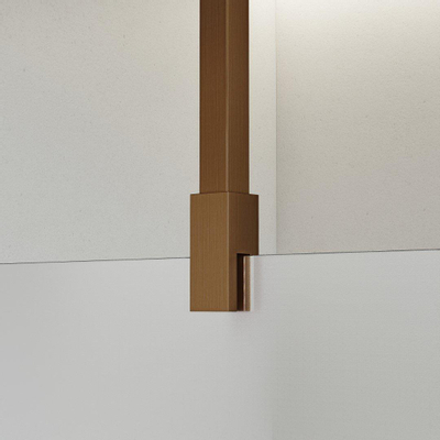 FortiFura Galeria inloopdouche - 110x200cm - mat glas - plafondarm - geborsteld koper