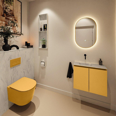 MONDIAZ TURE-DLUX 60cm toiletmeubel Ocher. EDEN wastafel Opalo positie links. Zonder kraangat.