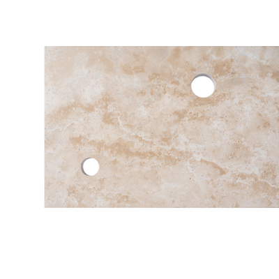 Saniclass Travertine plan sous vasque - 60x46cm - 1 trou de robinet - 1 découpe pour le siphon - pierre naturelle marbrée