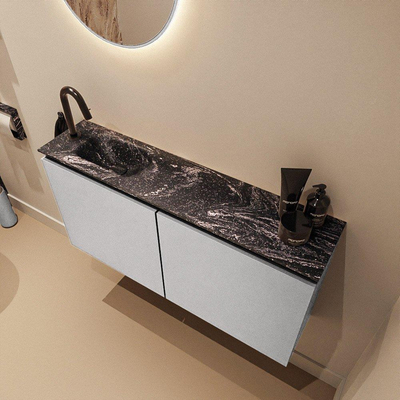 MONDIAZ TURE-DLUX Meuble WC 100 cm Plata. EDEN lavabo Lava position gauche. Avec 1 trou de robinet.