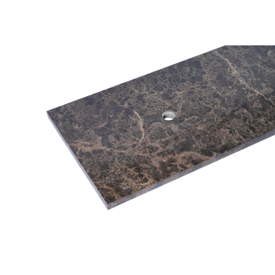 Saniclass Noche Topblad - 140x46cm - zonder kraangaten - 2 sifon-uitsparingen - gemeleerd natuursteen - Dark Emperador