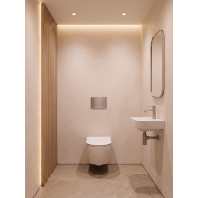 QeramiQ Dely Swirl Toiletset - 36.3x51.7cm - Geberit UP720 Duofix Sigma inbouwreservoir - 35mm zitting - steel bedieningsplaat - ronde knoppen - mat wit