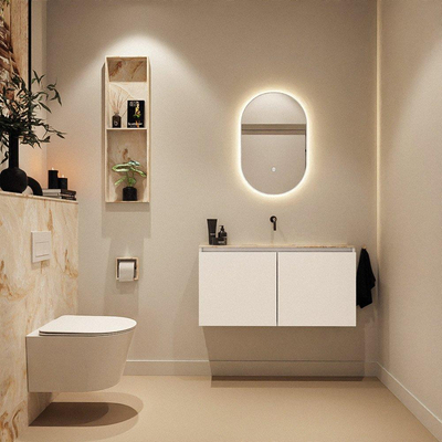 MONDIAZ TURE-DLUX Meuble de WC 100cm Talc. EDEN lavabo Frappe position milieu. Sans trou de robinet.