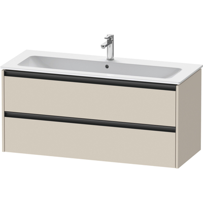 Duravit Ketho.2 Wastafelonderbouwkast - met 2 laden - voor enkele wastafel - 121x48x55cm - met grepen antraciet - taupe supermat