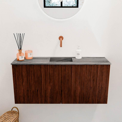 Mondiaz JOYA-DLUX 90cm meuble de salle de bains - couleur Ruby - Vasque FAYE position Milieu Sans trou de robinet couleur Sombra.