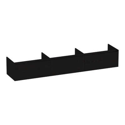 BRAUER Embrace wastafelonderkast - 219.8x35x45.5cm - met 3 softclose lades - greeploos - 0 sifon uitsparingen - Timber Black