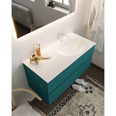 Mondiaz VICA Ensemble de meuble de salle de bain - 100cm - meuble sous-vasque smag - 2 tiroirs - lavabo moon droite - 1 trou de robinet - version XL 60cm de haut