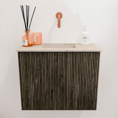 Mondiaz JOYA-DLUX 50cm toiletmeubel - kleur Shadow - Wastafel FAYE positie Midden Zonder kraangat kleur Frappe.
